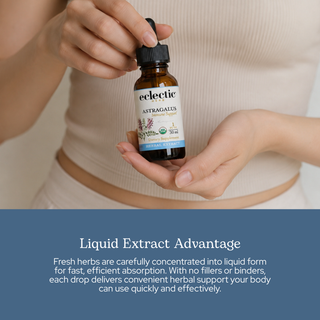 Bottle of organic Astragalus extract tonic for immune and stamina support
