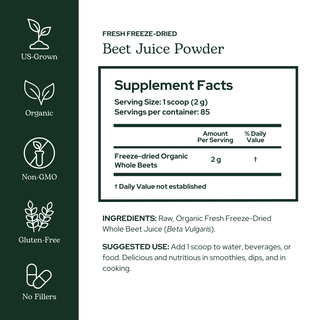 Organic freeze-dried beet juice powder supporting circulation and exercise performance