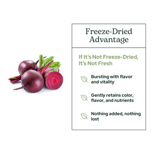 Organic beet juice powder made from fresh freeze-dried US-grown beets, supporting circulation and antioxidant wellness