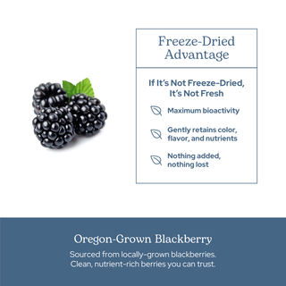 Blackberry capsules made from freeze-dried whole blackberries for digestive, immune, and skin support