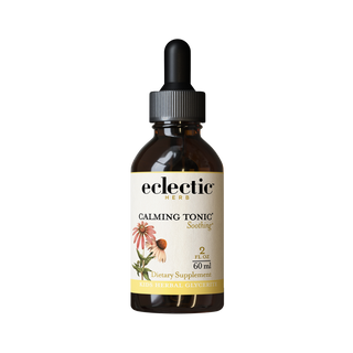 2 oz bottle of organic Calming Tonic Kids herbal extract for soothing and calmness