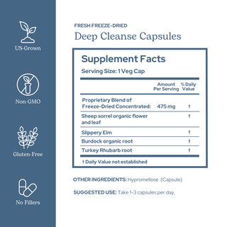 Deep Cleanse Capsules bottle with natural detox and digestive support ingredients