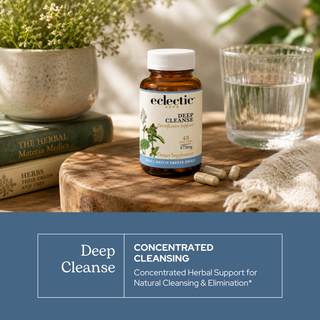 Deep Cleanse capsules with natural detox herbs and freeze-dried botanicals for digestive wellness