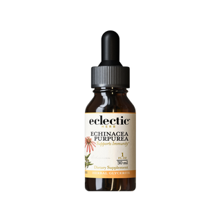 Bottle of Echinacea purpurea glycerite immune support supplement with organic Oregon-grown echinacea and clean vegan formula