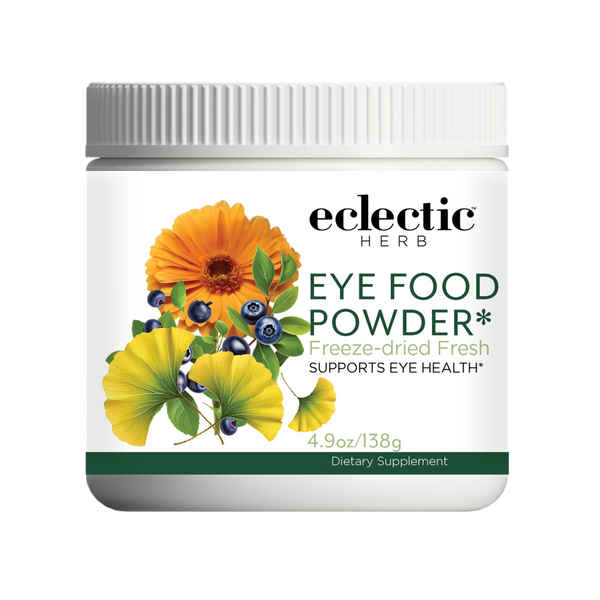 Eye Food Powder blend with freeze-dried bilberries, sea buckthorn, and ginkgo for vision support