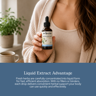 Bottle of Liver Support Extract with Milk Thistle, Dandelion, Red Root, and Oregon Grape herbs