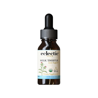 Bottle of organic milk thistle extract supporting liver detoxification and antioxidant health