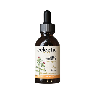 Milk Thistle glycerite bottle for liver support with organic seeds and vegan formula