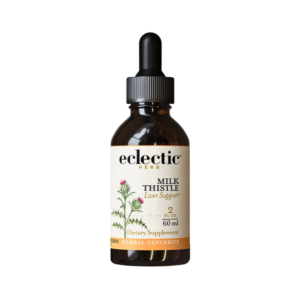 Milk Thistle glycerite bottle for liver support with organic seeds and vegan formula