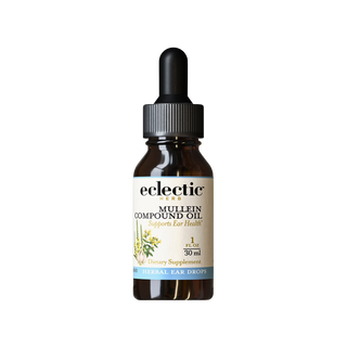 Bottle of Mullein Compound Oil with herbal ingredients for ear comfort and soothing support