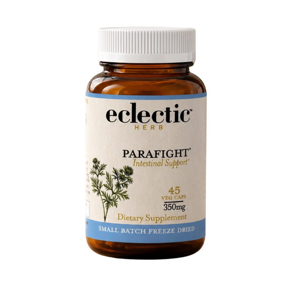 ParaFight capsules bottle with black walnut, wormwood, and clove for digestive and intestinal support