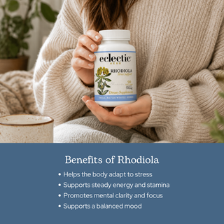 Rhodiola capsules for stress relief, energy, and adrenal support with whole root and concentrated extract