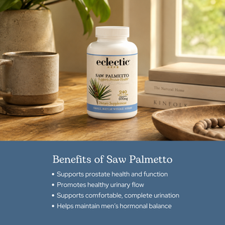 Saw Palmetto capsules supporting prostate health, urinary comfort, and men's wellness with whole berry and concentrated extract.