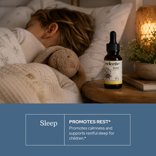 Sleep Kids natural herbal supplement for children's restful sleep with organic valerian, passionflower, chamomile, and hops