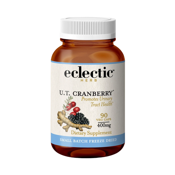 U.T. Cranberry Capsules bottle with herbal urinary tract support and freeze-dried cranberry ingredients