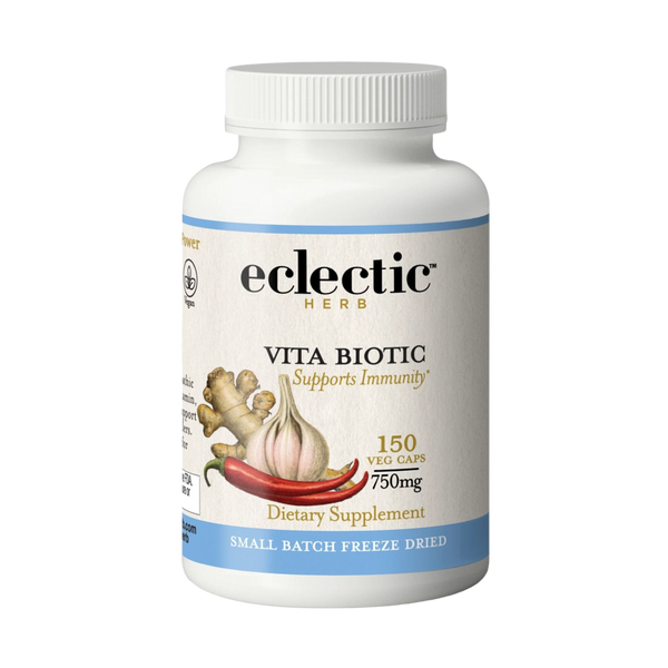 Bottle of Vitabiotic capsules for immune support with natural herbs and vitamins